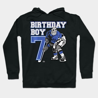 Kids 7 Year Old Ice Hockey Themed Birthday Party 7Th Boy Hoodie